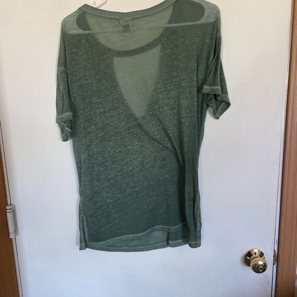 PINK, small olive green, thin T-shirt with V cut out - Picture 2 of 3